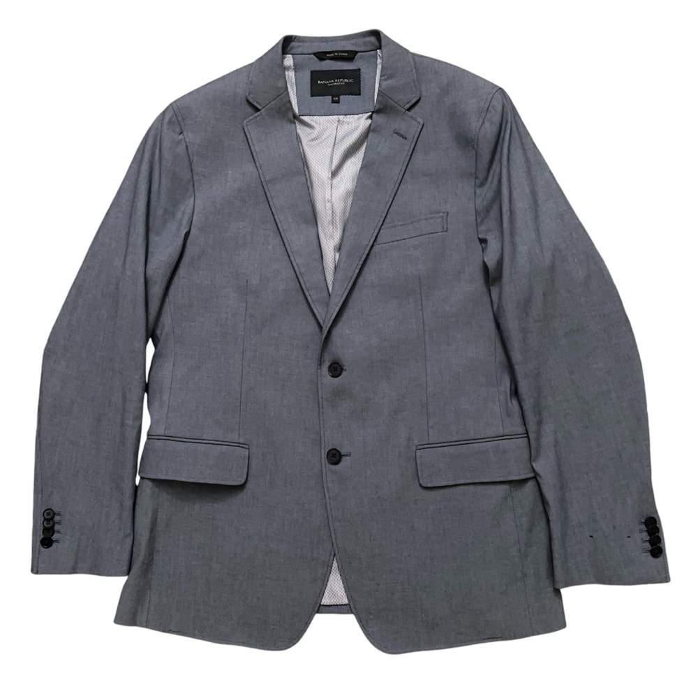Banana Republic Blazer Jacket Mens 42R Tailored Fit Performance Stretch Gray
